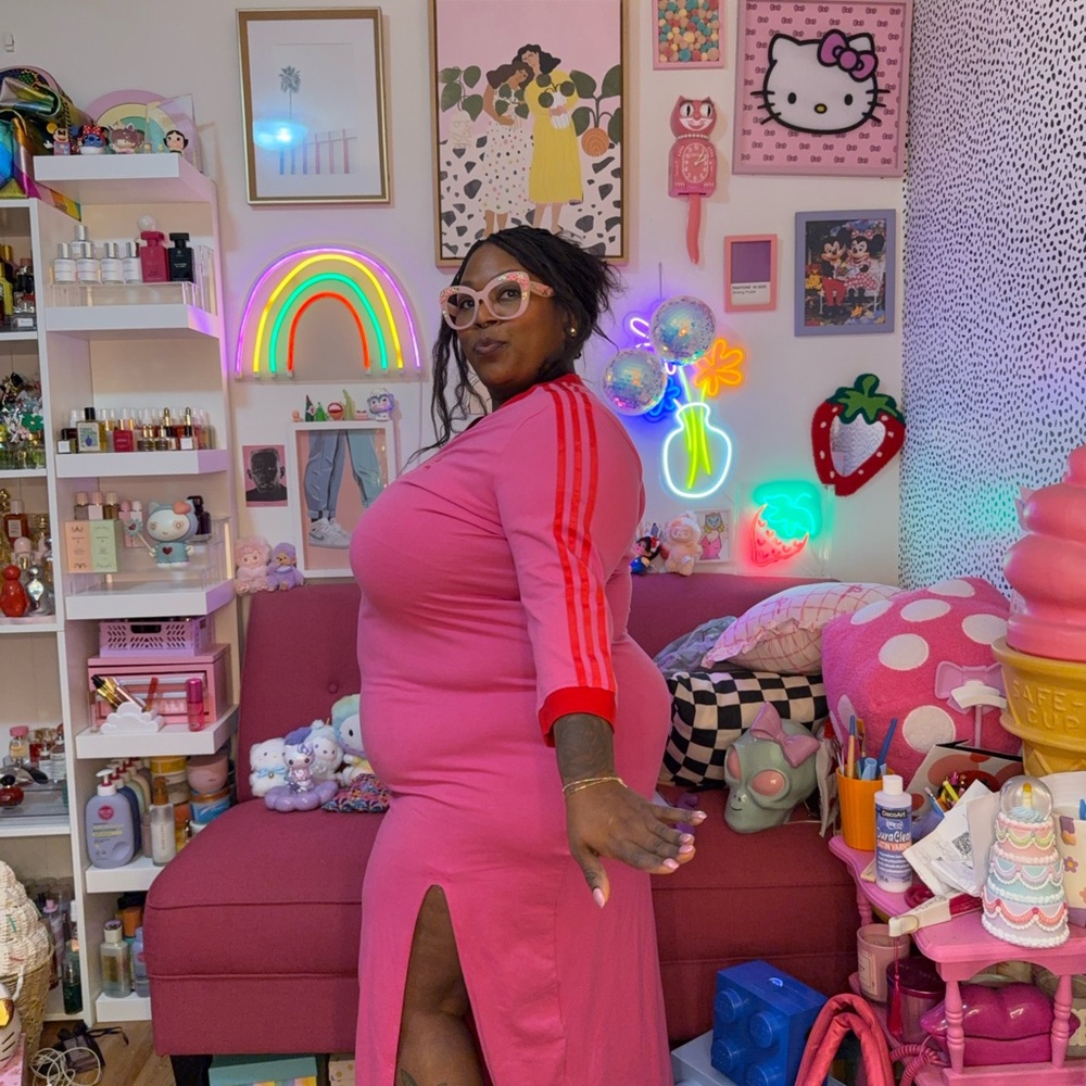 Adidas Pink Dress with Red Stripes